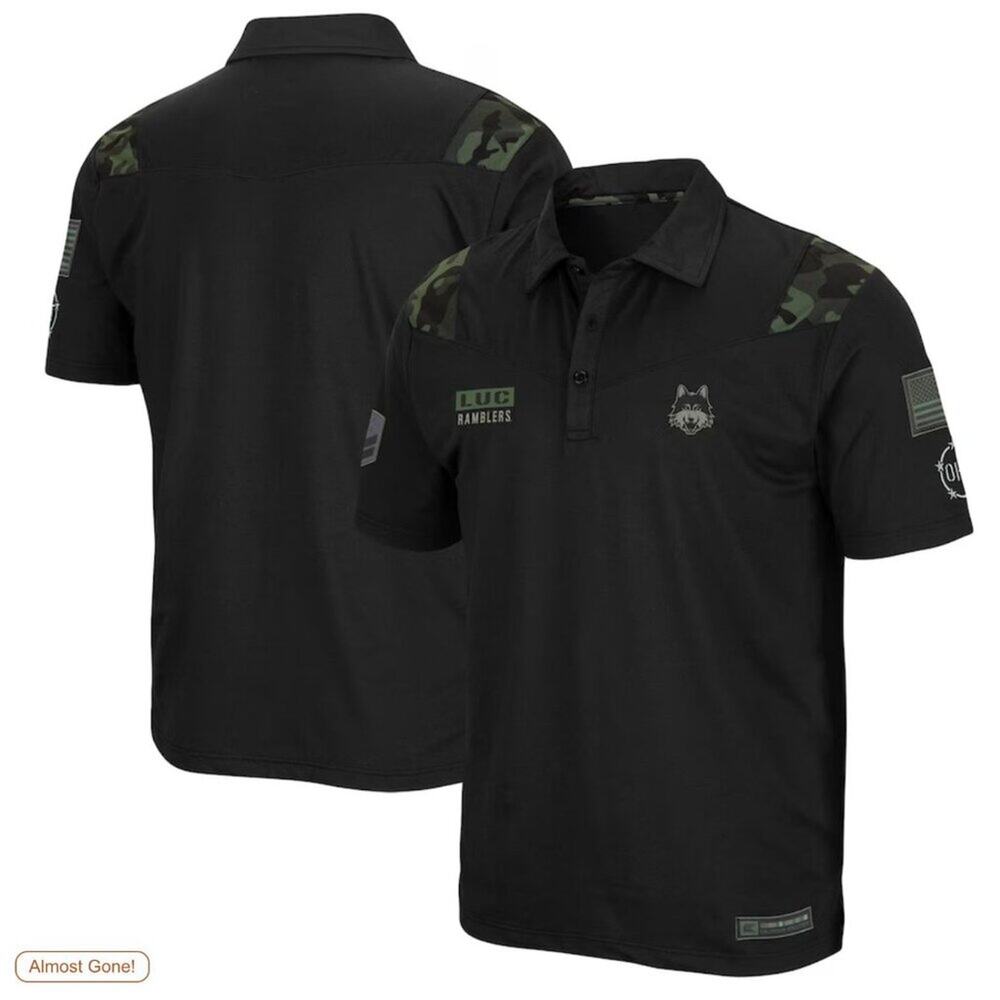 Colosseum Black Loyola AUBURN Tigers OHT Military Appreciation Sierra Polo Shirt